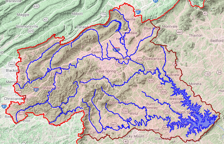 Upper Roanoke River Map